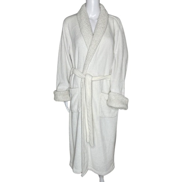 Pottery Barn‎ Robe Womens Medium White Plush Cozy Bath Lounging Relaxation - Picture 1 of 6